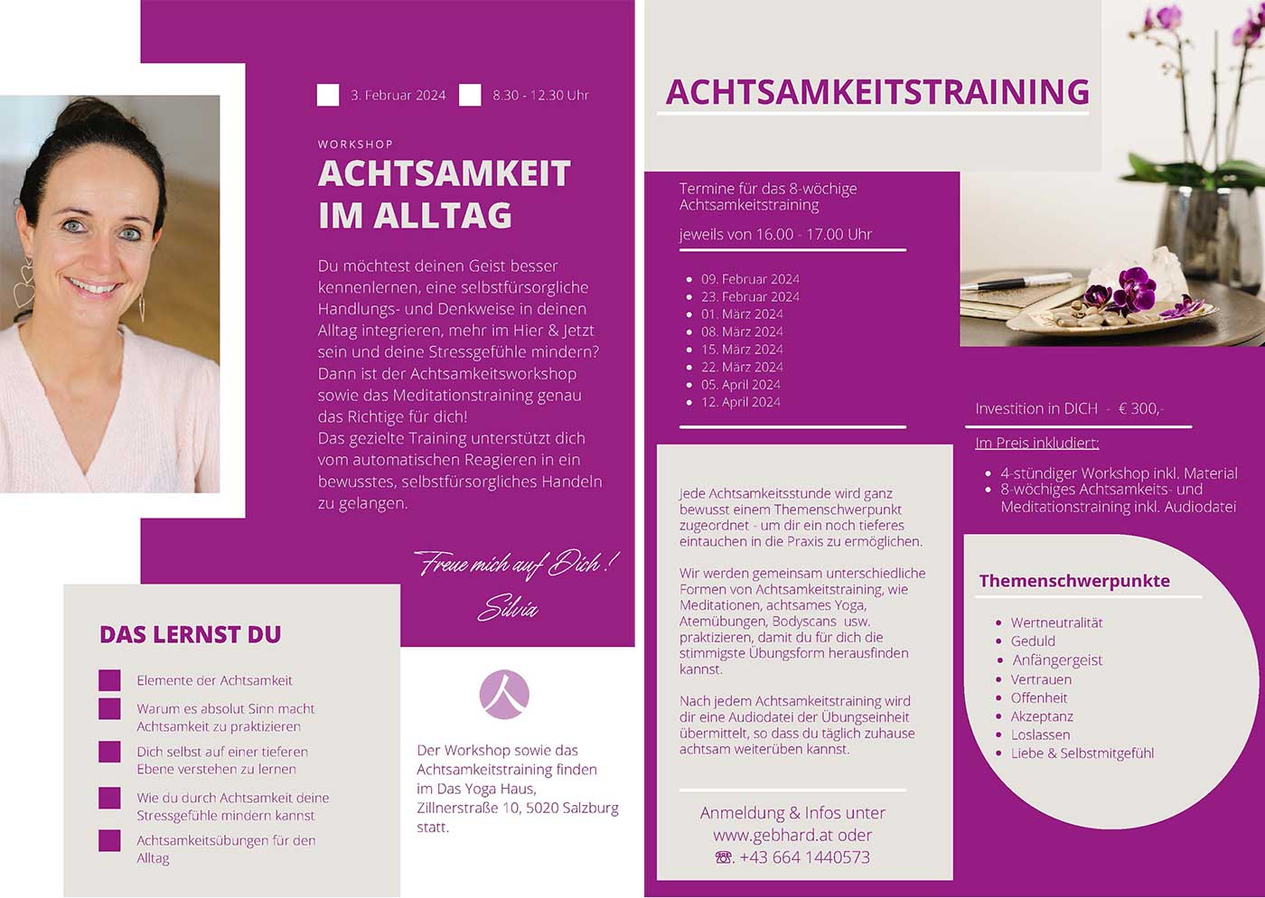 Achtsamkeitsworkshop und Meditationstraining WORKSHOP zum Thema ACHTSAMKEIT IM ALLTAG mit Silvia Gebhard
